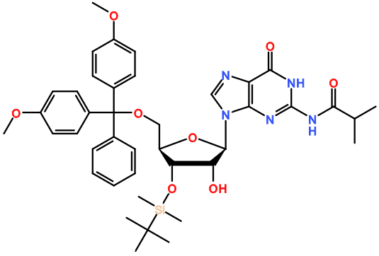 (image for) MC080620 N2-isobutyryl-5'-O-(4,4'-dimethoxytrityl)-3'-O-tert-butyldimethylsilyl guanosine